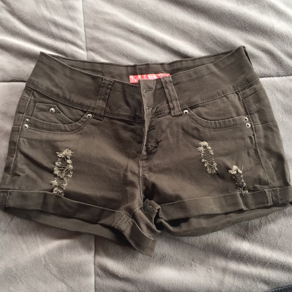 Olive green short shorts